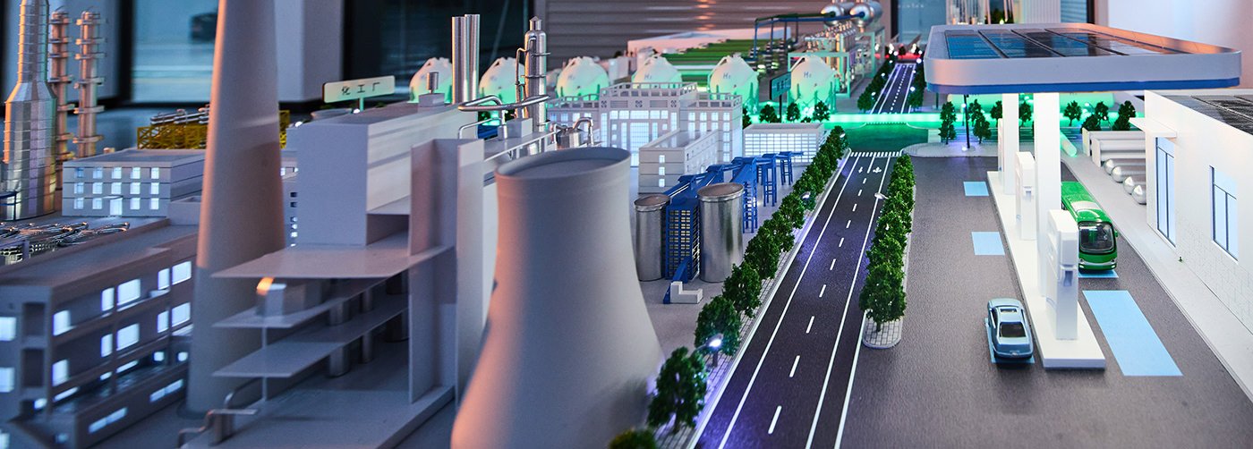 A miniature model of a smart city.